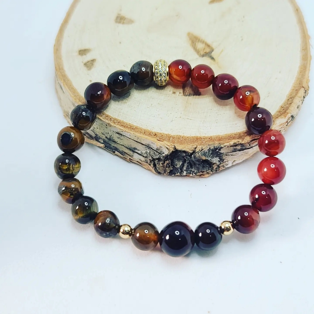 Tiger eye, Agate bracelet 8 mm